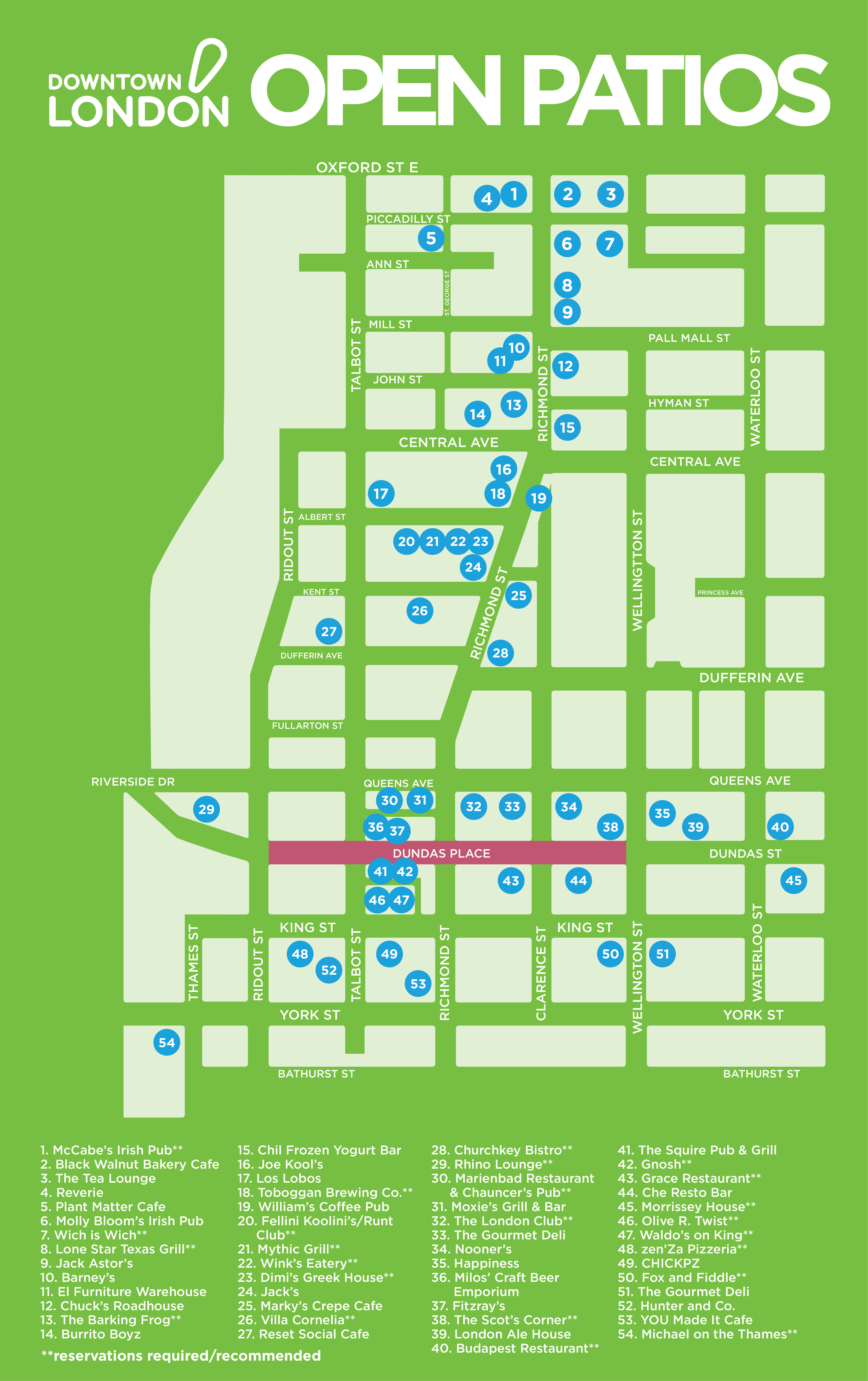Open Patios Map Downtown London
