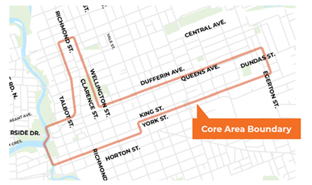 Core Area Boundary Map; Riverside to Egerton.